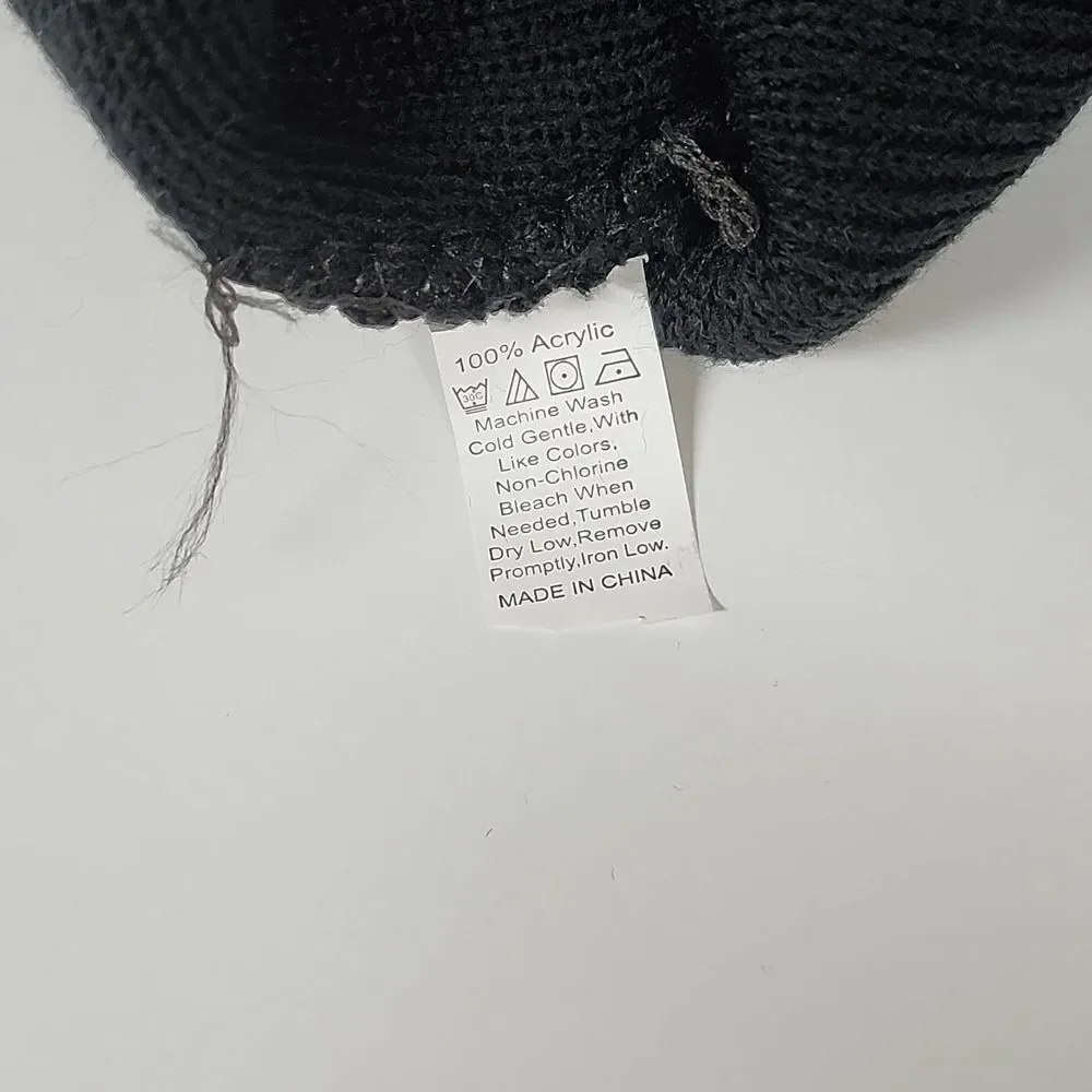 Trendy Black 'Bad Hair Day' Embroidered Beanie